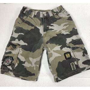 Vintage 90s JNCO Jean Shorts Boys 7x Camo Cargo Hip Hop Baggy Bulldog Tiger